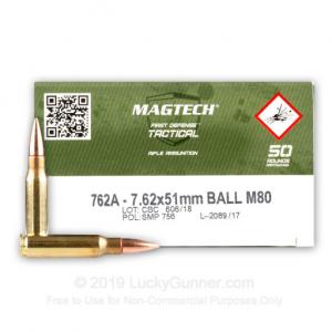 MagTech Ammo Sport Shooting 308 Win 147Gr Full Metal Jacket 50/1000 MT762LE 754908201419
