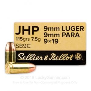 9mm - 115 Grain JHP - Sellier & Bellot - 1000 Rounds SB9C