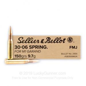 30-06 Sprg - 150 gr M2 Ball FMJ - M1 Garand - Sellier & Bellot - 400 Rounds SB3006M2