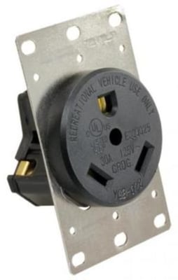 JR Products 30 Amp Receptacle w/ Mounting, 15075 756815150750