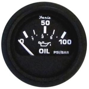 Faria Beede Instruments Euro Black Oil Pressure Gauge - 100 PSI, 12845
