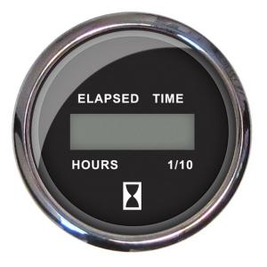 Faria Beede Instruments 2 Hourmeter 10,000 Hours Digital, 12-32VDC - Chesapeake Black w/Stainless Steel Bezel, 13715 13715