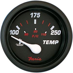 Faria Beede Instruments Pro Water Temperature Gauge 100-250 F deg 2, Red, 14604