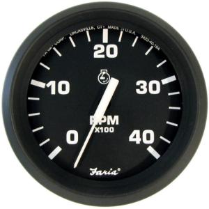 Faria Beede Instruments Euro Black 4 Tachometer - 4,000 RPM Diesel - Mechanical Takeoff & Var Ratio Alt, 32842 759266328426
