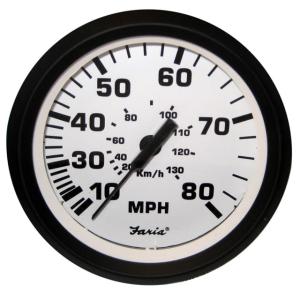 Faria Beede Instruments 4 Speedometer - 80MPH Mechanical - Euro White, 32910