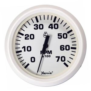 Faria Beede Instruments Dress White 4 Tachometer - 7,000 RPM Gas - All Outboards, 33104 33104
