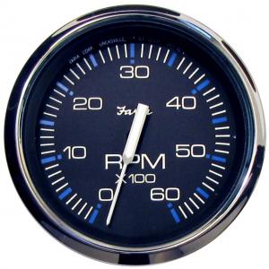 Faria Beede Instruments Chesapeake Black SS 4 Tachometer - 6,000 RPM Gas - Inboard & I/O, 33710 759266337107