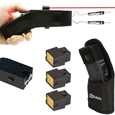GOAEO Self-Defense Heavy Duty Stun Gun,15 Foot Range, 1.80 µC Painful Charge, LED Flashlight, Safety Switch 