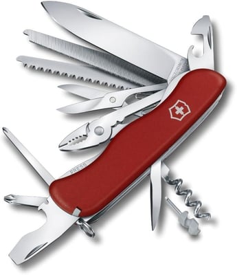 Victorinox Work Champ Swiss Army Knife, 21 Function Swiss Made Pocket Knife with Large Blade, Pliers, 4 Screwdrivers and Wood Saw - Red 7611160058478
