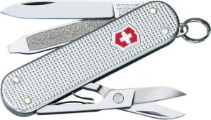 Victorinox Classic SD Stainless Steel Swiss Army Knife, Silver Alox, Ribbed 7611160096173