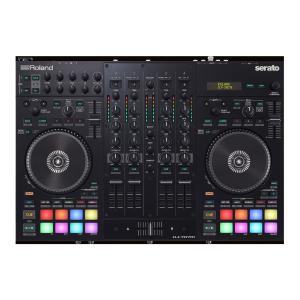 Roland DJ-707M Compact Rugged Mic Section Dual USB Ports Anti-Feedback Serato DJ Controller in Black