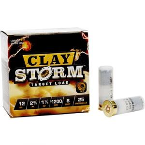 Fiocchi Clay Storm Shotgun Ammo, 12 Gauge, 2-3/4", 1-1/8oz, #8 Shot, 25 Rounds 