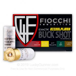 12 Gauge - 2 3/4" #4 Buckshot - Fiocchi Exacta - 250 Rounds 12HV4BK