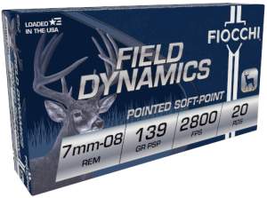 Fiocchi Field Dynamics 7mm-08 Remington 139 Grain Pointed Soft Point (Case) 