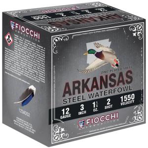 Fiocchi Arkansas Steel Shotgun Ammo 12 ga. 3 in. 1 1/5 oz. 1550 FPS 2 Shot 100 rd. 
