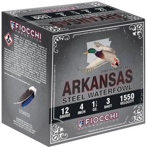 Fiocchi Arkansas Steel Shotgun Ammo 12 ga. 3 in. 1 1/5 oz. 1550 FPS 3 Shot 100 rd. 