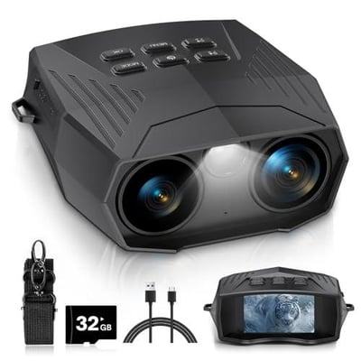 Night Vision Goggles, Binoculars 5000mAh Rechargeable Infrared 3'' Screen, 10x Digital Zoom External Flashlight Z8