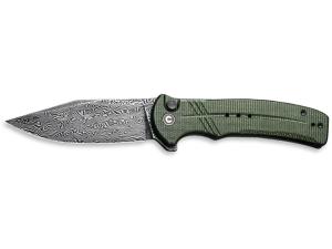 CIVIVI KNIFE COGENT 3.47" GREEN MICARTA/DAMASCUS BTTN LK C20038D-DS1