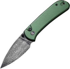 Civivi Knife Quibit 2.98'' Green/damascus Button Lock C22030EDS1