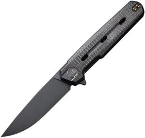 WE KNIFE NAVO 3.25” BLACK CANVAS MICARTA STONEWASH 