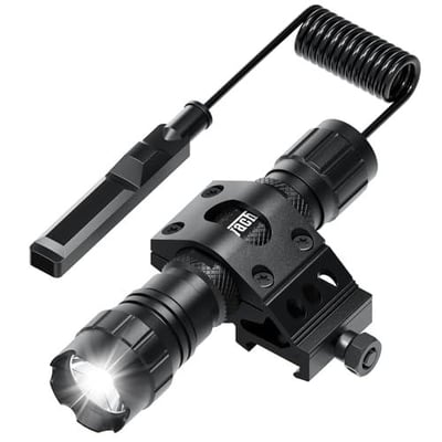 Feyachi Picatinny Tactical Flashlight 1200 Lumens, Offset Mount & Pressure Switch, 200m Beam, 4H Runtime, Rainproof and Shockproof (Black) 766646248885
