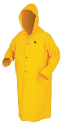 MCR Safety Classic Series Waterproof Raincoat, PVC/Poly, Detachable Hood, Limited Flammability, Yellow, XL, FR200CXL