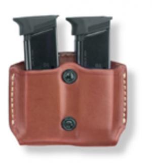 Gould & Goodrich 851-3 Double Mag Case w/Belt Loops, Chestnut Brown - Beretta 84 & Similar