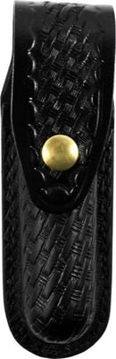 Gould & Goodrich Small Flashlight Case w/Flap, Brass Hardware, Black Weave, B672-2WBR B6722WBR