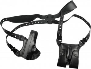 Gould & Goodrich Shoulder Holster w/Double Mag Pouch, Black, Left Hand - For Glock 17, 19, 22, 23, 30 B804G17LH