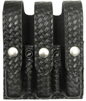 Gould & Goodrich Triple Magazine Case, Black Weave, Glock 17, 22, 31 w/ Brass Snap Closure K630-3WBR K6303WBR