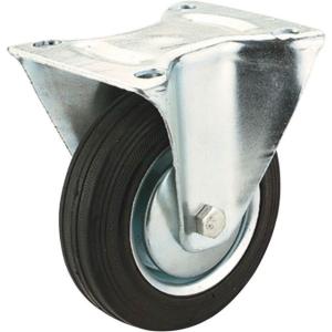 Steelex 10in Black Rubber Fixed Caster, Plate Mount D2536