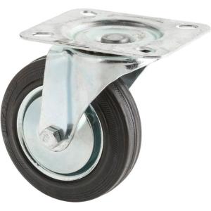 Steelex 4in Black Rubber Swivel Caster, Plate Mount D2538