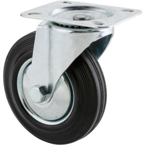 Steelex 5in Black Rubber Swivel Caster, Plate Mount D2539