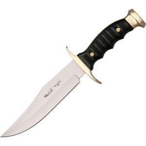 Muela 7180 Bowie Fixed Blade Knife with Finger Grooved Grooved Black Composition Handles