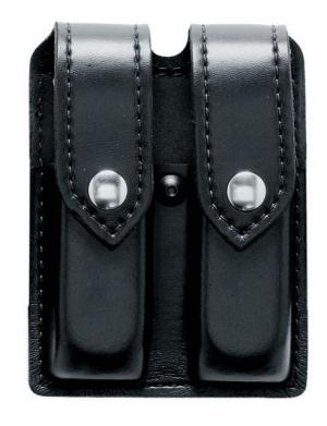 Safariland 77 Double Mag Pouch, Ruger P-90, S&W 1006, 1026, 4526, 4586 & Similar, Basket Weave Black W/ Brass Snap Closure 77-210-48B