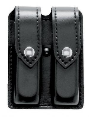 Safariland Model 77 Double Magazine Pouch, Chrome, Plain, Black, 77-677-2 781607365142