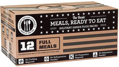 Military Ration Company Basic MRE (Meal, Ready to Eat) Case of 12 09-9177000012
