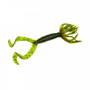 Yamamoto Double Tail Hula Grub Soft Lure 4" 10pk - Green Pumpkin w/Large Black Flake 4GYA9310297