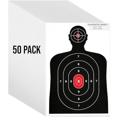 50 Pack Silhouette Paper Shooting Target 14"x22" 