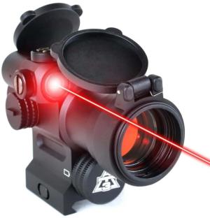 AT3 Tactical LEOS Red Dot Sight with Integrated Laser Sight & Riser, Red Laser, AT3-LEOS AT3LEOS