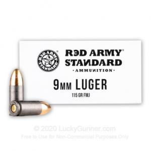 9mm - 115 Grain FMJ - Red Army Standard - 50 Rounds AM3091
