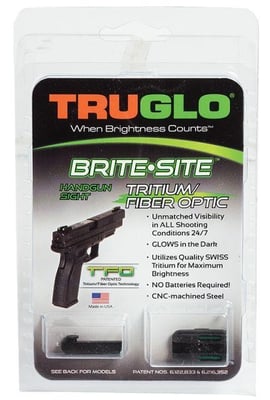 TruGlo Brite-Site Tritium/Fiber Low Profile Green Optic Sight for Glock 42, TG131GT1A TG131GT1A