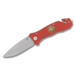 Boker Magnum Fire Brigade Folder 440A Stainless Steel Blade Red G-10 Handle 788857013199
