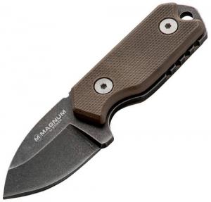 Boker Knives 02SC743 Magnum Fixed Knife Lil Friend Clip Micro Neck, 1.40" Blade, Brown G10 Handle 788857026366