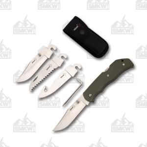 Boker Plus Optima Hunting Set AUS-8 Stainless Steel Blades Green G10 Handle 01BO109