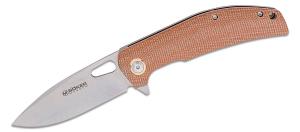 BOKER Magnum Toxicofera Flipper Knife 3.46" Drop Point Blade - Brown Micarta Handles 01SC005