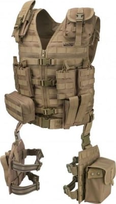 Barska Loaded Gear VX-100 Tactical Vest w/Leg Platforms, Flat Dark Earth, Large, BI12344 BI12344