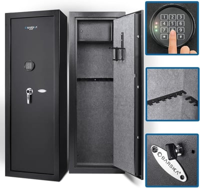 Barska Quick and Easy Digital Electronic Keypad Anti-Pry Rifle Shotgun Long Gun & Pistol Safe for Home with Optional Silent Mode & Removable Shelf 790272004775