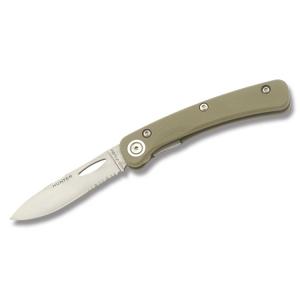 Knives of Alaska Featherlight Series Hunter with Olive Drab G-10 Handles and D2 Tool Steel 3.125" Spear Point Partially Serrated Blades Model 00393FG 790380001529
