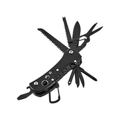 Amazon Basics 15-in-1 Stainless Steel Multitool Pocket Knife with Sheath, Black 791280677777